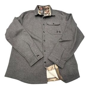 Under Armour Mens XL Loose ColdGear Camo Lined Fleece Button Up Shirt Jacket